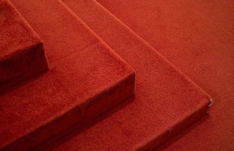 Fitted red stair carpet