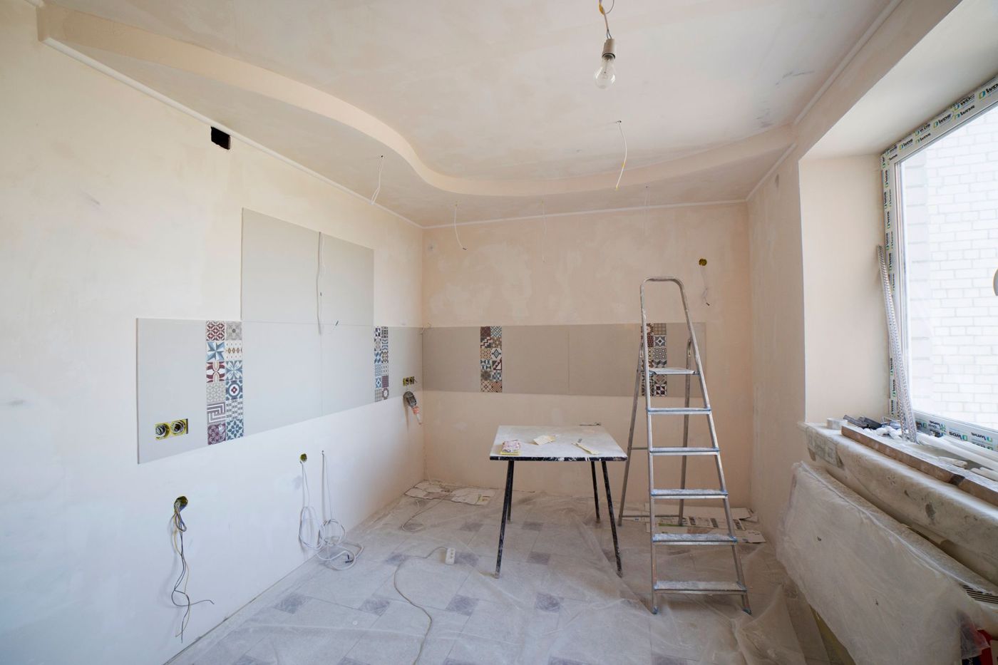 A bright room stripped back mid-renovation